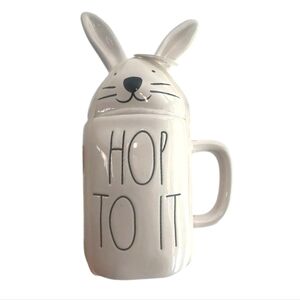 Rae Dunn Easter "Hop To It" Bunny Topper Coffee Tea Mug, NWT